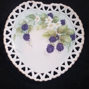 Vintage 50s Handpainted Heartshaped China Plate